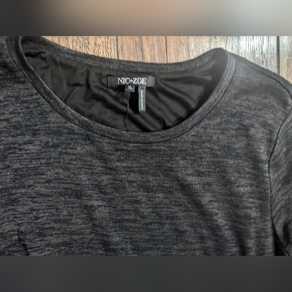 Nic+Zoe Maxi Angled Heathered Gray Dress w/ Ruching & Long Sleeves Size XL NWT! - Picture 3 of 16